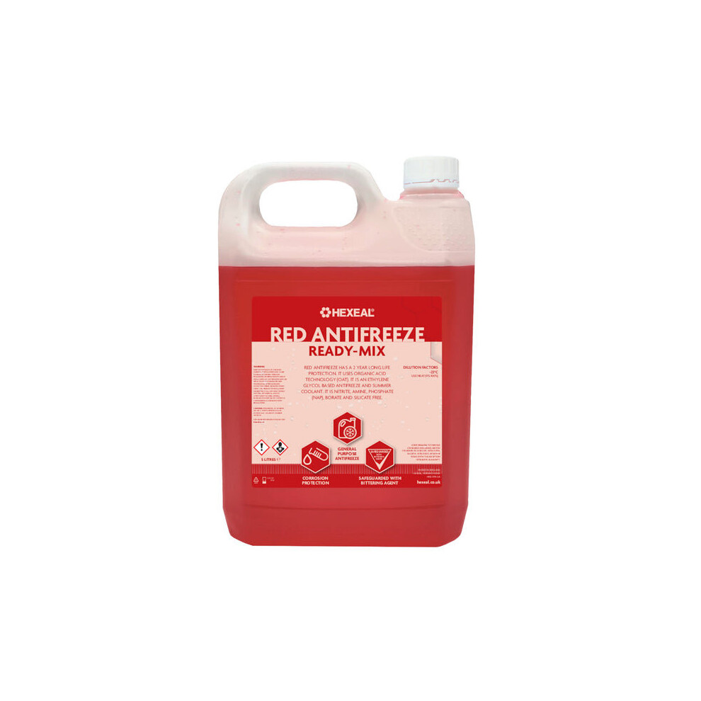 Hexeal Red Antifreeze & Coolant | 5L | -23ÂºC | Ready Mix | Longlife