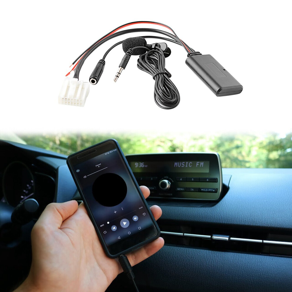 Car Bluetooth 5.0 Aux Cable Microphone Handsfree Mobile Phone Free Calling Adapter For 2 3 5 6 Mx5 Rx8 Cx7 White 4762016971014