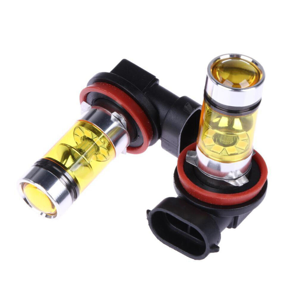 Tlily 2 X Led Lights 100W H8 H11 Yellow Fog Light 2828 20Led Headlight Lamp