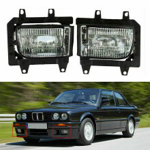 BMW E30 Fog Lights 2x DRL ABS Black/Transparent for 1986-1989 318i 325e 325i – IPN 63171385945/63171385946