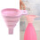 Novelty silicone folding funnel telescopic long Collapsible Style funnels for household liquid dispensing Kitchen Gadgets pink 4