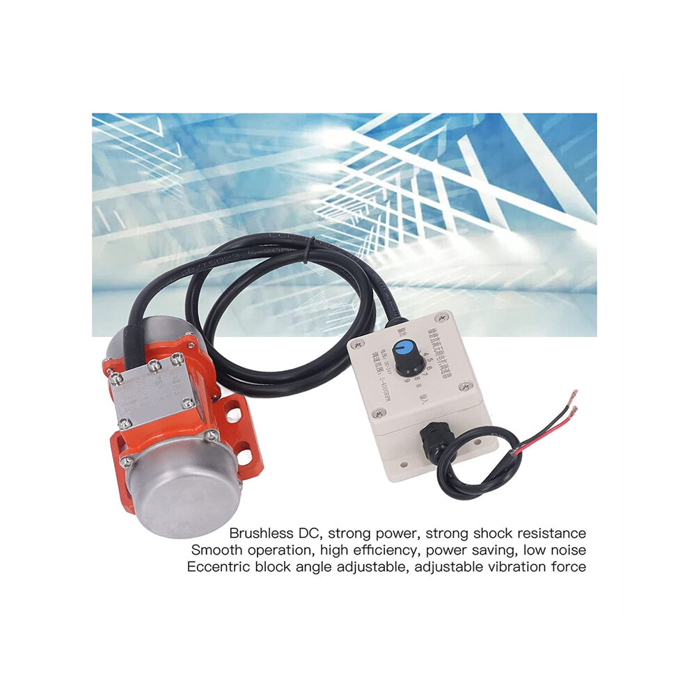 30W Concrete Vibrator, 4000RPM Electric Vibrating Motor with Speed Controller & Adjustable Exciting Force DC 12V 