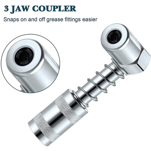 Grease Nozzle Adapter Grease - Accessory Grease Coupler Adapter with Sleeve 3 Jaw Angle Grease Tool 1