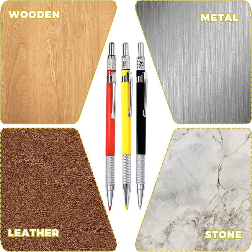 3Pcs Mechanical Carpenter Pencils Set With Built-In Sharpener For Steel,Pipe Welder,Construction Woodworker A 4762016977122