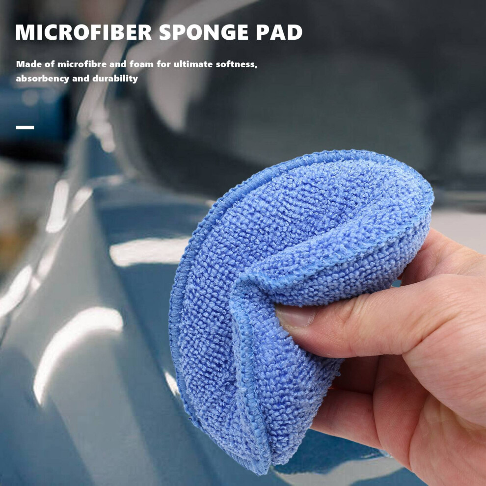 Microfiber Wax Applicator 12Pcs Car Cleaning Polish Wax Foam Sponge Polishing Sponge, Blue 4762016947361
