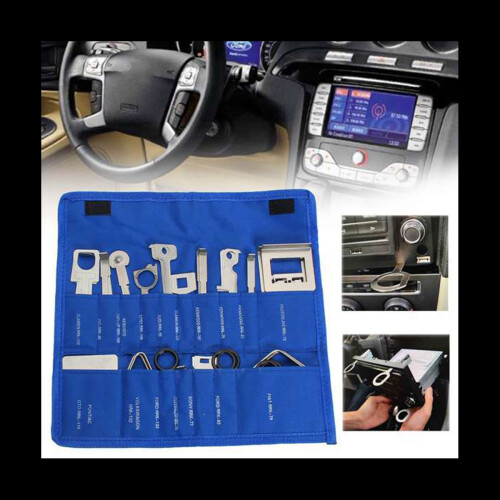 16pcs Car Radio Removal Keys Vehicle Stereo CD Player Hand Tool Trim Dashboard Interior Door Clip