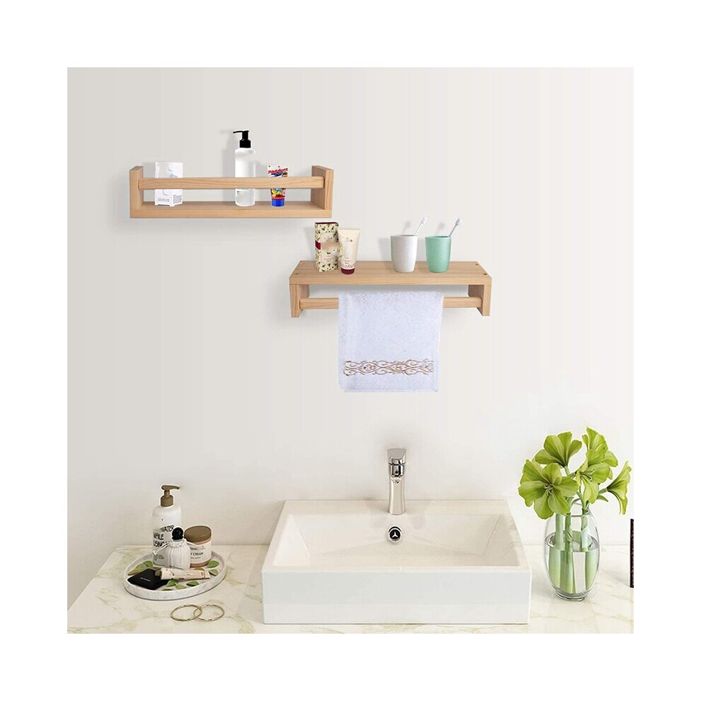 2Pcs Bookshelf,Natural Wood Floating Wall Bookshelf ,Nursery Shelves For Wall,Bathroom Decor, Kitchen Spice Rack Tlily