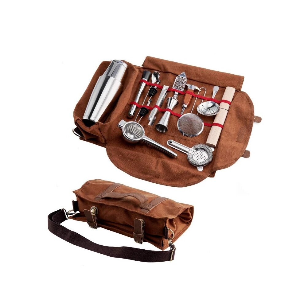 Bar Bartender Carrying Bag Bartender Canvas Toolkit Pack Bar Tools Cocktail Shaker Set Storage Bag Only