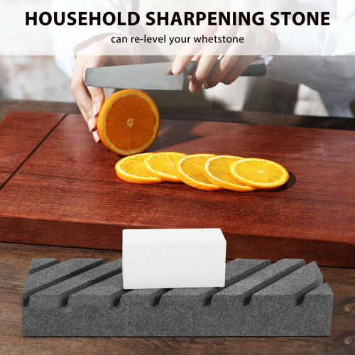 Dual Grit Coarse/Fine Flattening Stone Set - Two Sharpening Flattener - Whetstone Fixer with Grooves