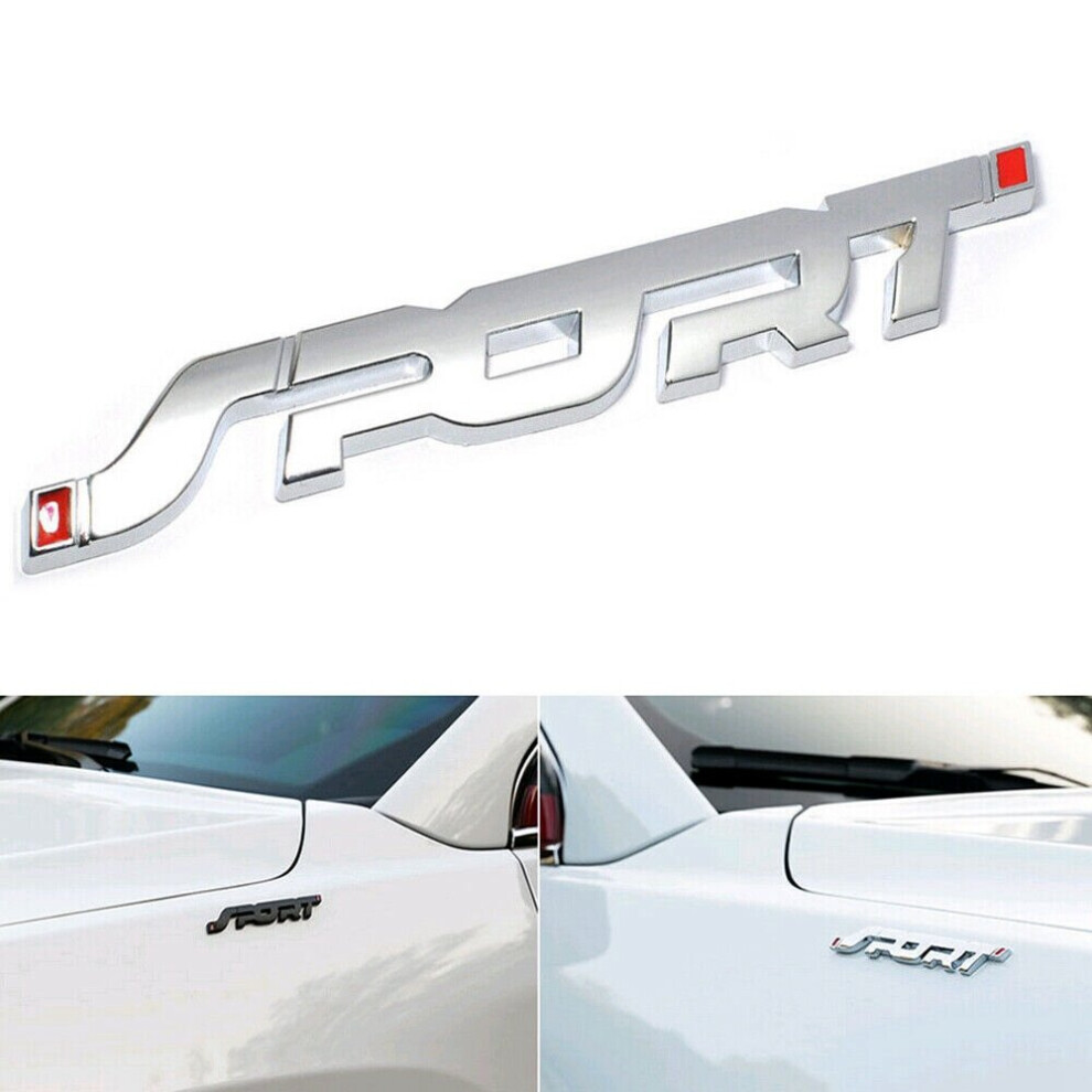 Sport Logo Emblem Car Trunk 3D Sticker Metal Decal Accessory Silver 4762016972523