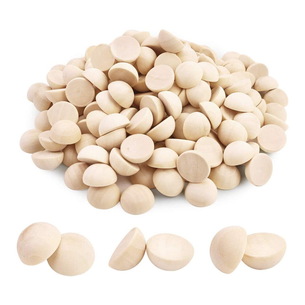 Tlily 300Pcs Split Wood Balls Unfinished Half Wooden Balls Half Round Craft Balls For Diy Craft Arts 15Mm
