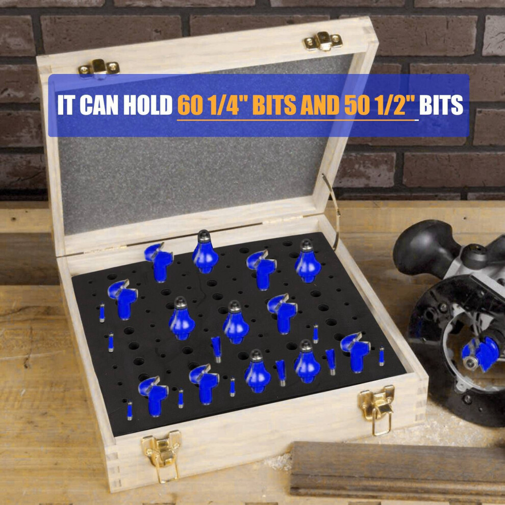 110 Holes Router Bit Tray Storage Holder For 1/4Inch 1/2Inch Milling Bits Organizer 4762016975500