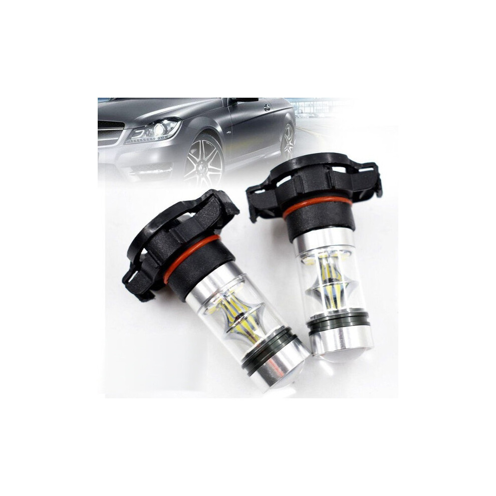 2X 5202 H16 Ps24w 100W 6000K Super Led Fog Drl Lights Bulb White 4762016973704