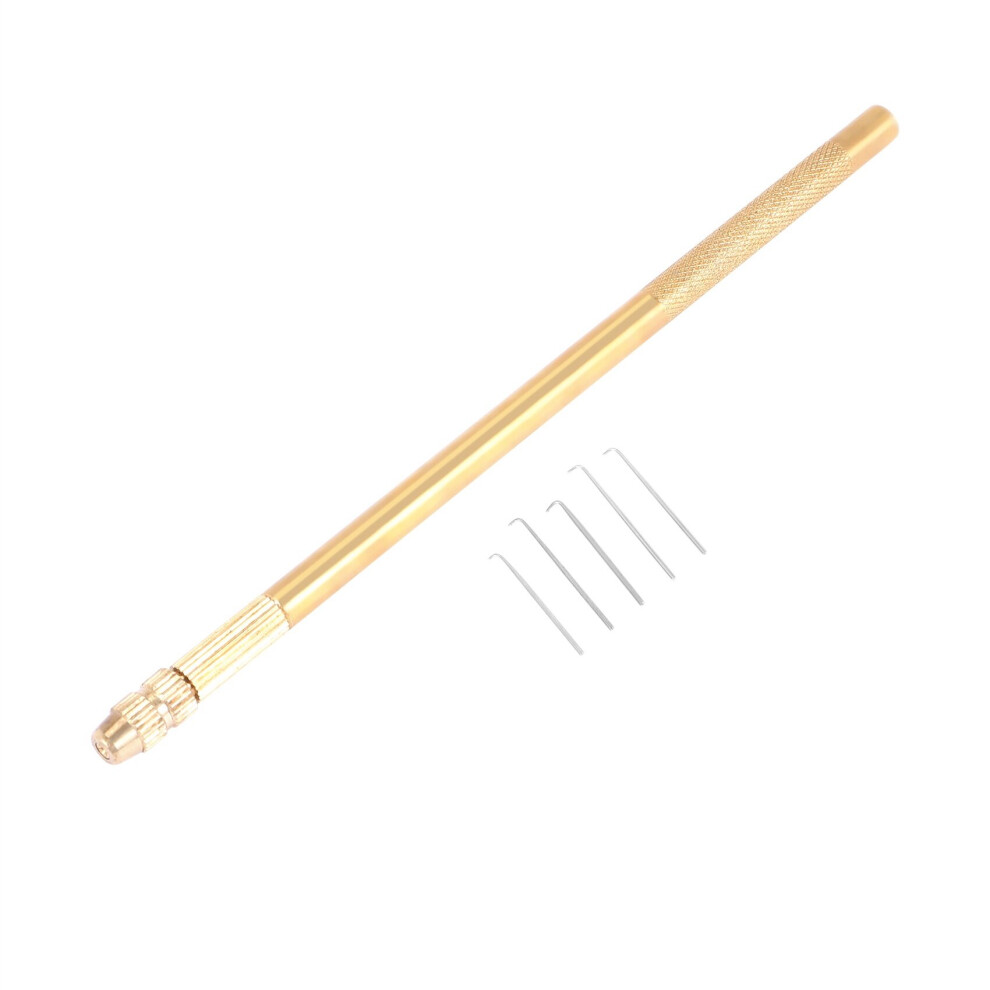 Tlily Unisex Wig Crochet 5Pcs Ventilating Needles +1 Brass Holder For Lace Wig Needle Hairpiece Knotting Hook Sets Beaded Hook