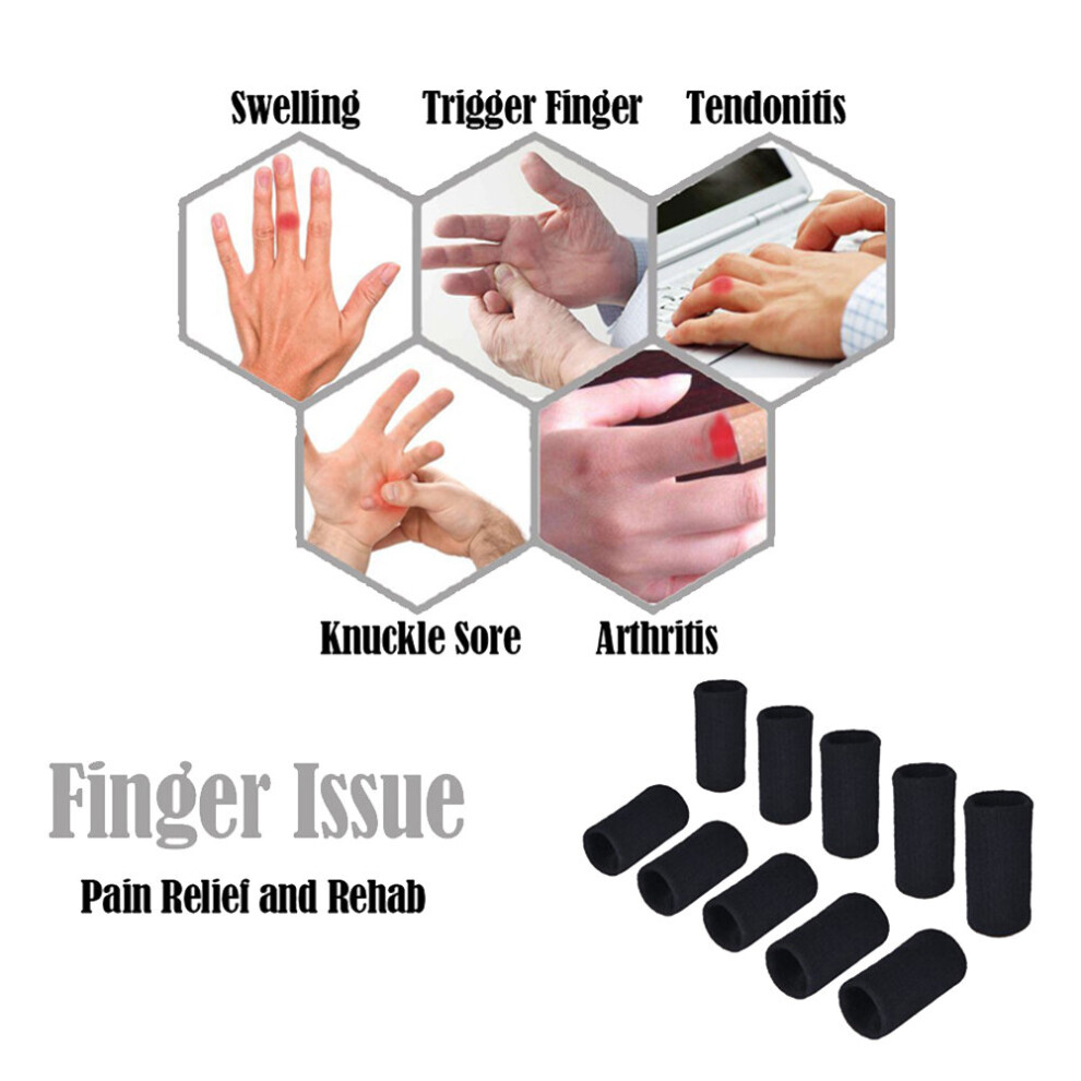 Tlily 10Pcs Finger Brace Splint Sleeve Thumb Support Protector Elastic Breathable Stabilizers For Basketball Golf