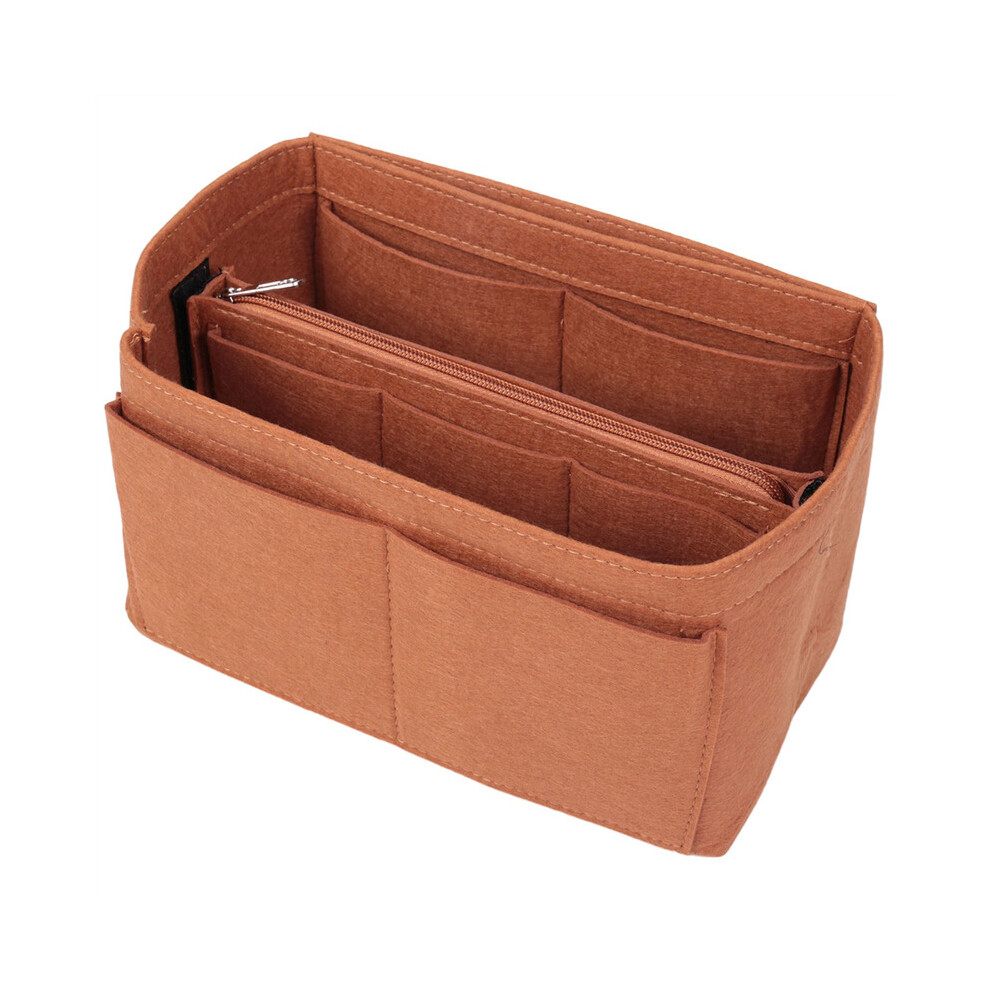 Tlily Bag Purse Organizer Felt Insert Bag Organizer Inner Purse Portable Cosmetic Bags Storage Tote Coffee M