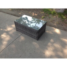 Fimous Rattan Oblong Coffee Table Outdoor Garden Furniture Patio Furniture Dark Grey Mixed