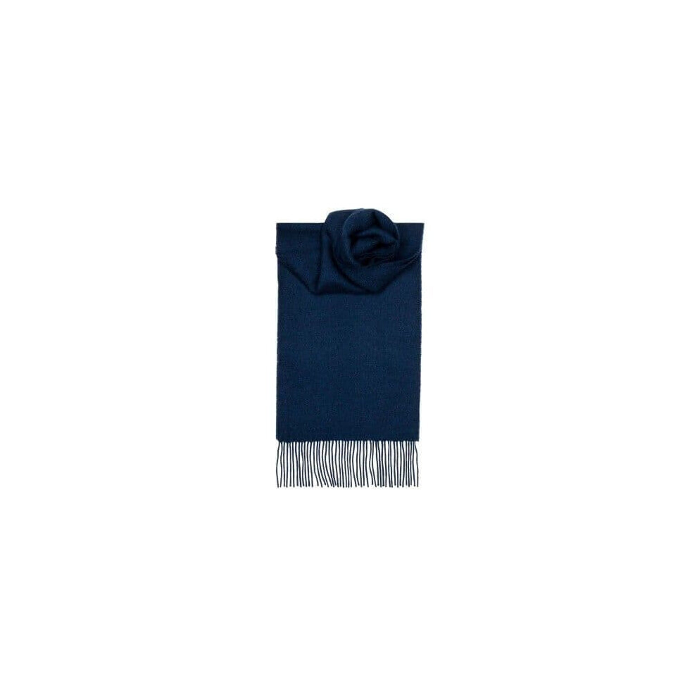 Lochcarron Clan Scarf  Navy Plain Coloured 100% Lambswool-image-OPC-PBGCFWG-NEW