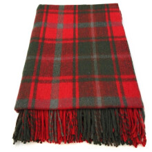 Highland Wool Blend Dark Maple Tartan Blanket Throw Brand New
