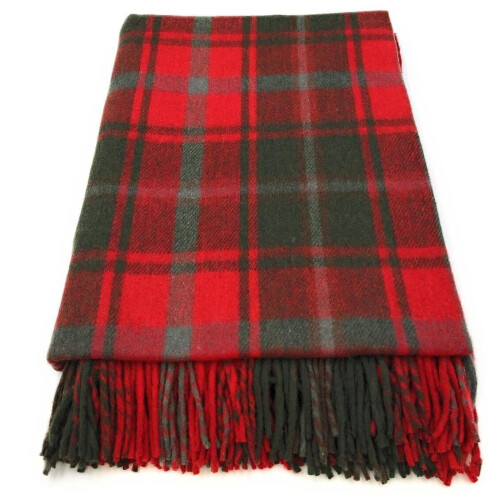Highland Wool Blend Dark Maple Tartan Blanket Throw Brand New