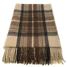 Highland Wool Blend Stewart Natural Dress Tartan Blanket Throw Brand New