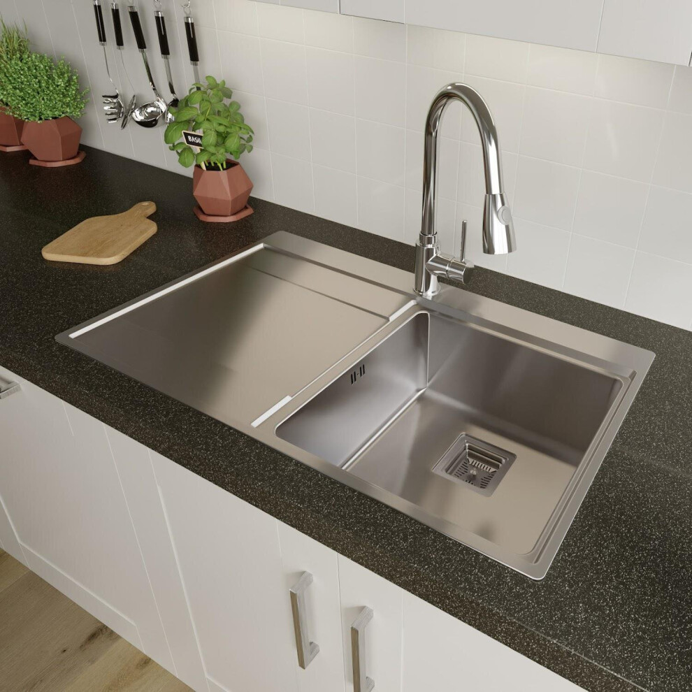Säuber Sauber Stainless Steel Inset Kitchen Sink 1 Single Bowl Square Lh Drainer Waste