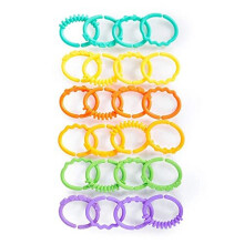 Bright Starts, Lots of Links Rings Toys, Soothing & Teething Toy, Clip on Pram, Pushchair or Car Seat, Textured Sensory Toy, Stroller Take A