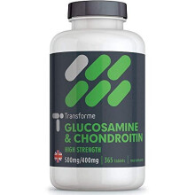 Transforme Glucosamine and Chondroitin 500mg/400mg High Strength Complex, 365 Tablets Up to 1 Year Supply, with Superior Chondroitin Sulphat
