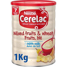 Nestle CERELAC Wheat Based Baby Food Cereal with Mixed Fruit and Milk, 7 months+, Just Add Water, Vegetarian, Halal, No Added Sugar, 40 Serv