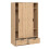 Large Tall Double Oak Wardrobe Sliding Doors 2 Drawers Hanging Rail 4