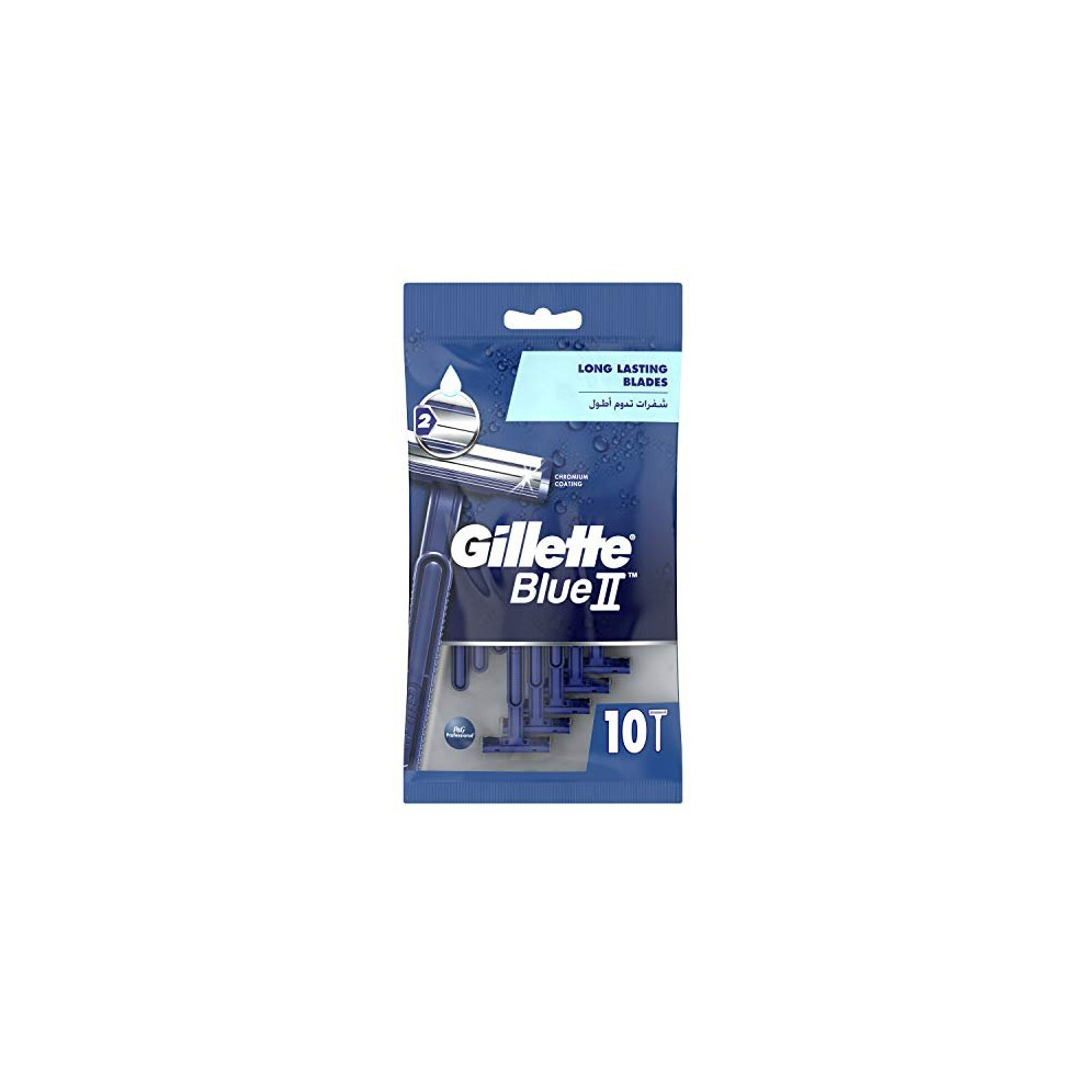 Gillette Blue Ii Fixed Head Disposable Razors - Pack Of 10