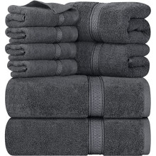 Utopia Towels 8 Piece Towel Set - 2 Bath Towels, 2 Hand Towels and 4 Washcloths Cotton Hotel Quality Super Soft and Highly Absorbent (Gray)