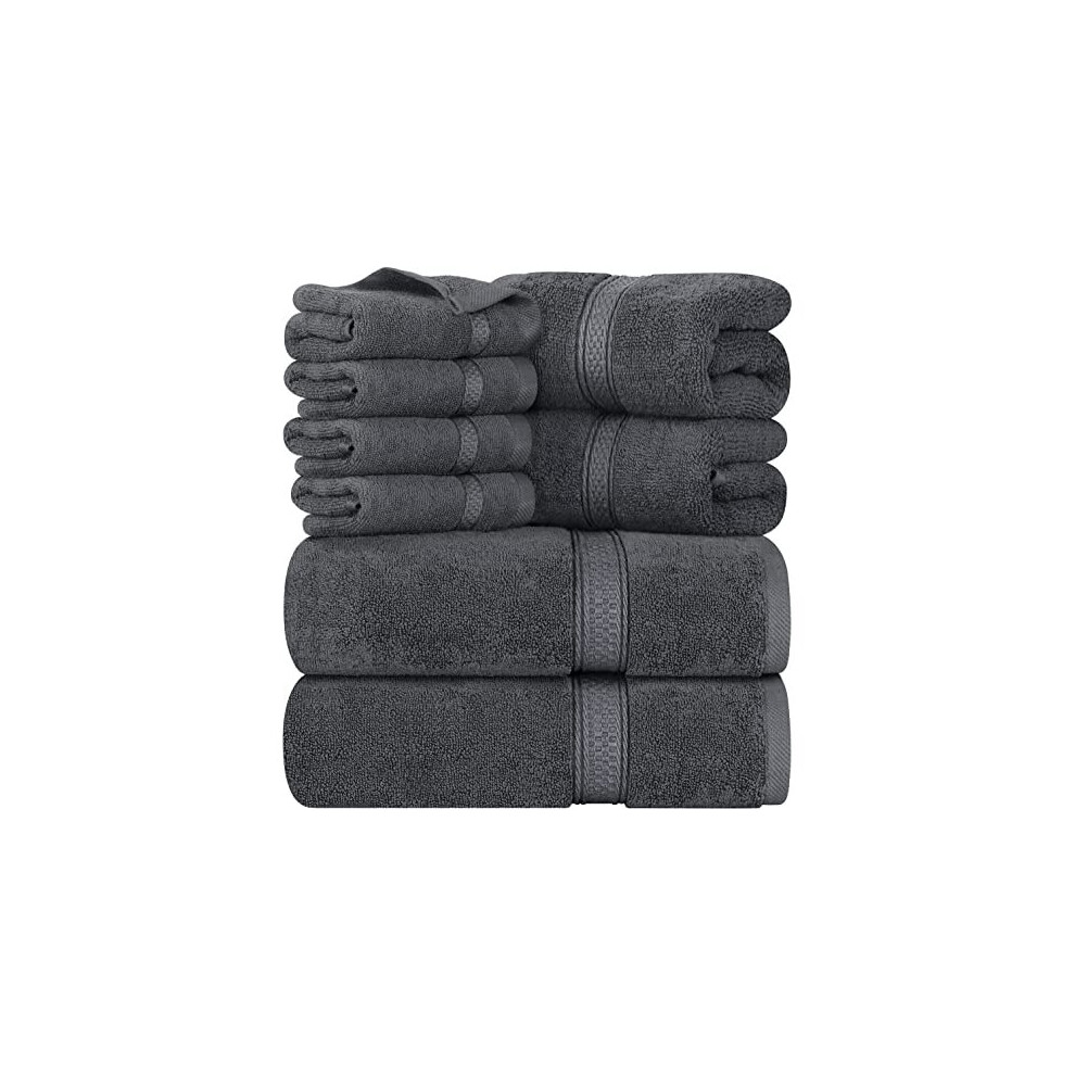 Utopia Towels 8 Piece Towel Set - 2 Bath Towels, 2 Hand Towels And 4 Washcloths Cotton Hotel Quality Super Soft And Highly Absorbent (Gray) Gray