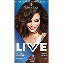 Schwarzkopf LIVE Intense Colour, Long Lasting Permanent Brown Hair Dye, With Built-In Vibrancy Serum, Up To 70% Grey Coverage, Urban Brown 0