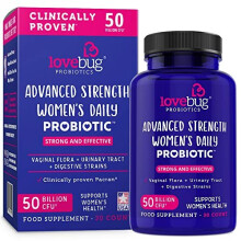 LoveBug Probiotics, Probiotique Soutien Levures et pH Vaginal, 50 Milliards d'UFC, 30 Comprimés