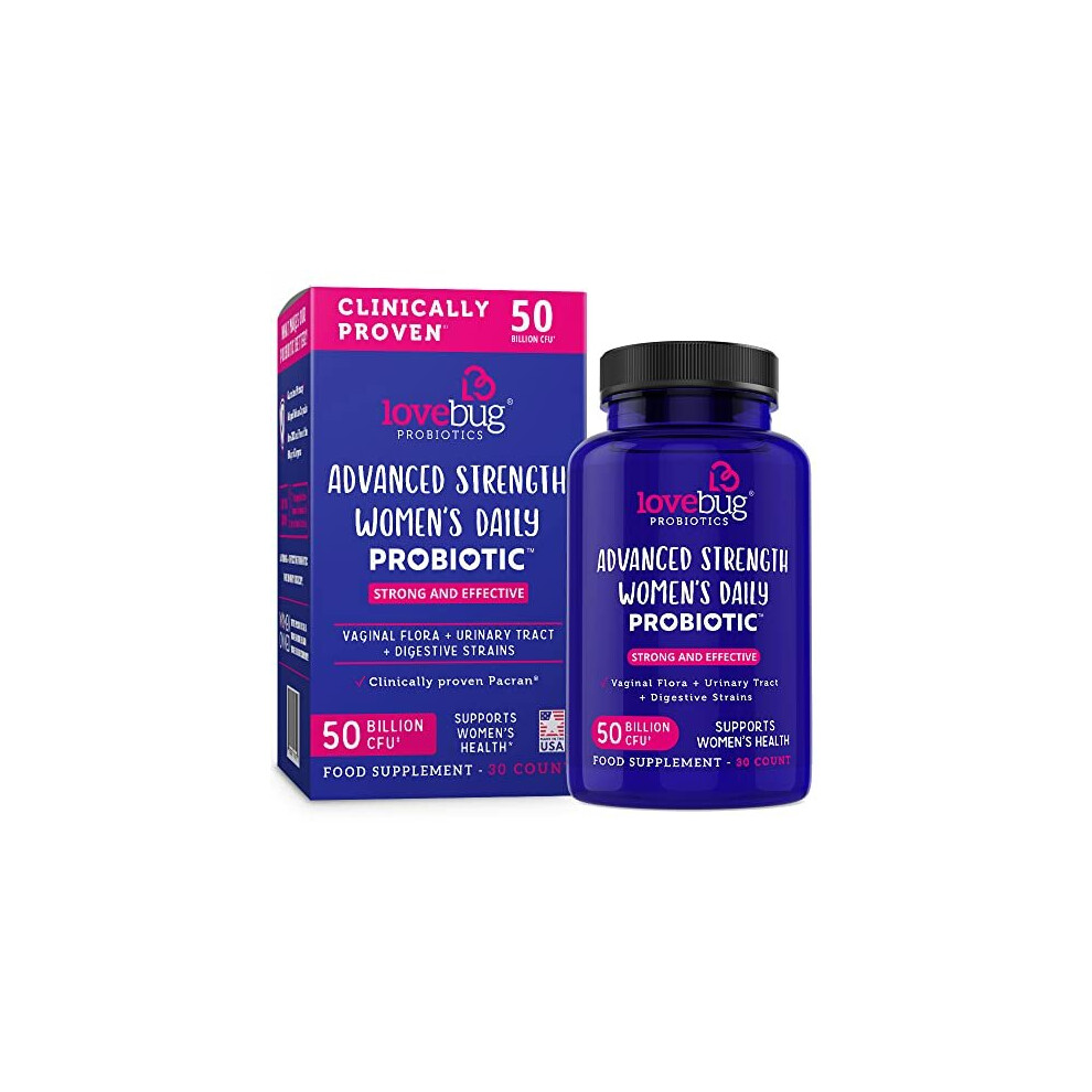 Lovebug Advanced Strength WomenÃ¢s Probiotic | Clinically Studied Ingredients | Multi-Strain 50 Billion CFU | 30 Capsules