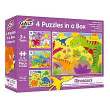 Galt Toys, 4 Puzzles in a Box - Dinosaurs, Dinosaur Jigsaw Puzzle for Kids, Ages 3 Years Plus