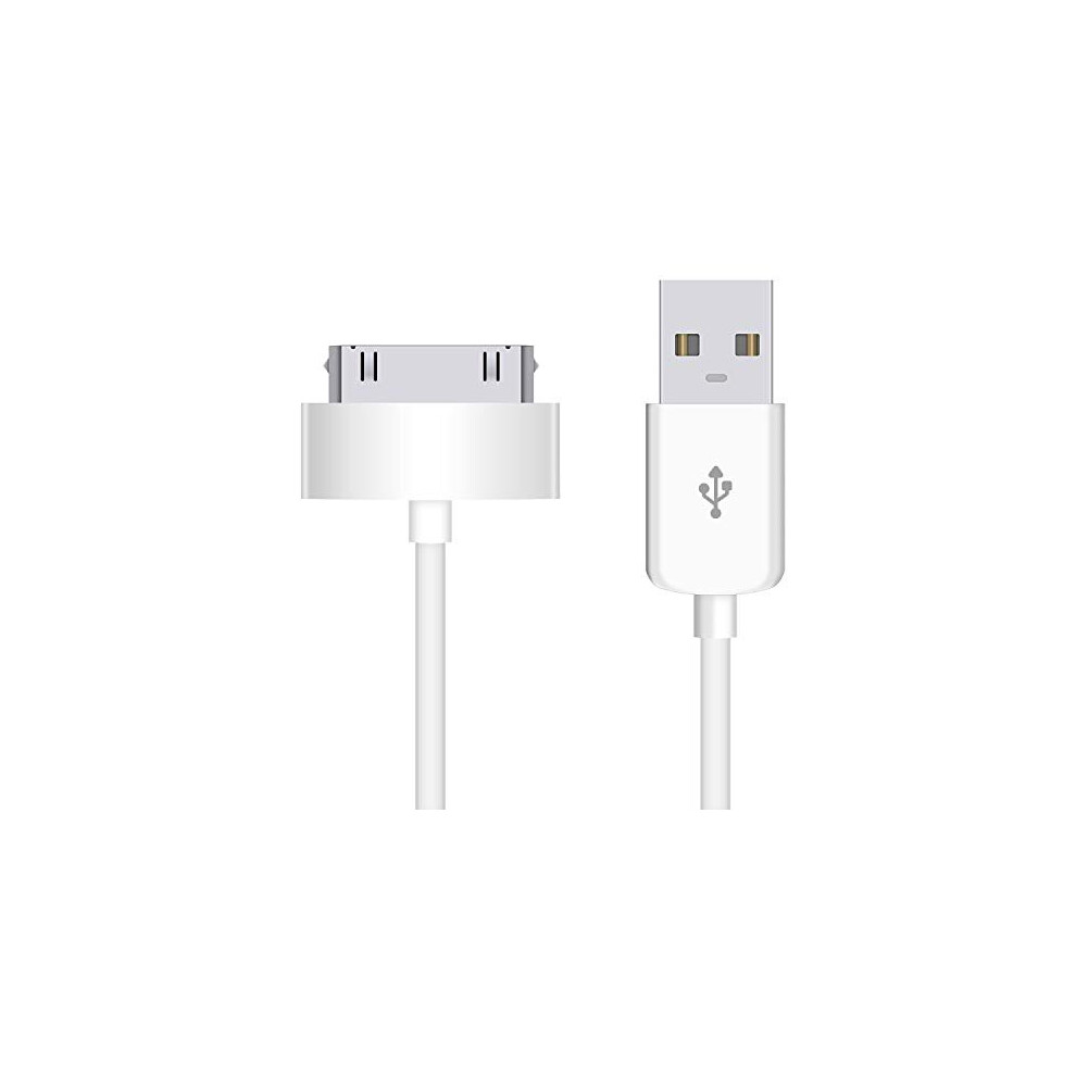VIBE USB Sync and Charging Data Cable for iPhone 4/4s, iPhone 3G/3GS, iPad 1/2/3, iPod, 30-Pin Cables Charger Lead - 1M White