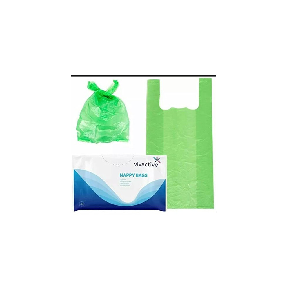Green Vivactive Extra Large Incontinence Nappy Disposal Bags - 100 Pack,