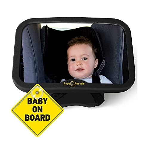Royal Rascals Baby Car Mirror, Safest Shatterproof Back Seat Mirror For