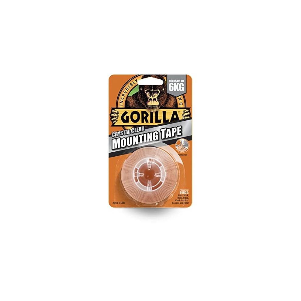 Gorilla Double Sided Mounting Tape Clear 1.5m, Pack of 1