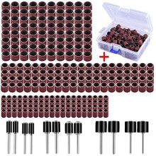 AUSTOR 252 Pieces Sanding Drum Kit with Free Box Including 240 Pieces Drum Sander Nail Sanding Band Sleeves and 12 Pieces Drum Mandrels for