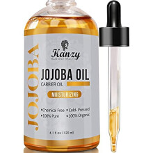 Kanzy Jojoba Oil Organic Cold Pressed 100% Pure 120ml Unrefined Hexane Free Carrier Oil for Hair Nails Body Skin & Face Body Oil-Certified