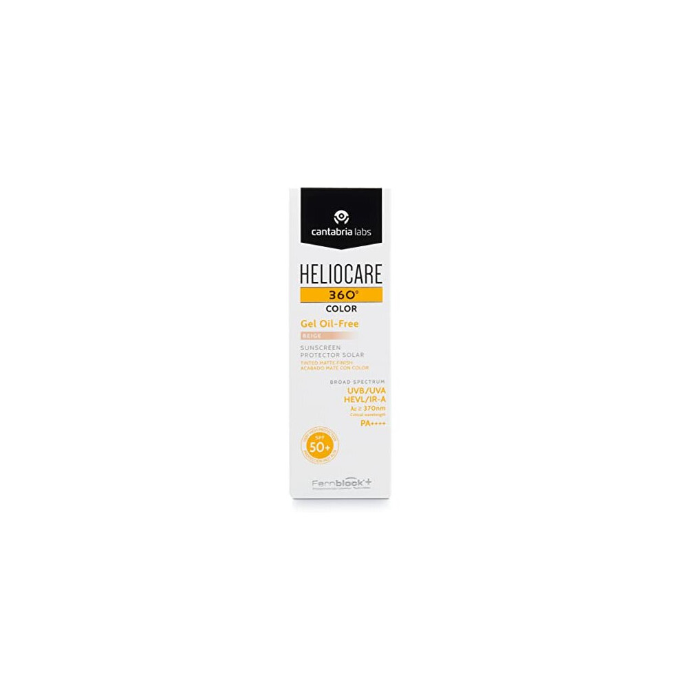 Heliocare 360 Color Gel Oil-Free Beige SPF 50 50ml / Gel Sunscreen For Face/Daily UVA UVB Visible Light Infrared-A Anti-Ageing Sun Protectio