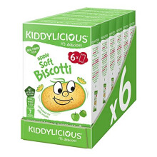 Kiddylicious Apple Biscotti - Yummy Baked Snacks for Kids - Suitable for 7+ Months - 6 Packs of 6 (36 Total)