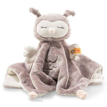 Steiff Soft Cuddly Friends Ollie Owl Comforter, Rose Brown/Cream, 26 cm