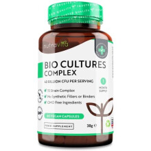 Super Strength 40 Billion CFU Bio Cultures Complex with 15 Live Strains â Advanced Multi Strain Formula â Vegan Capsules â Digestive E