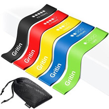 Gritin Resistance Bands, [Set of 5] Skin-Friendly Resistance Fitness Exercise Loop Bands with 5 Different Resistance Levels - Free Carrying