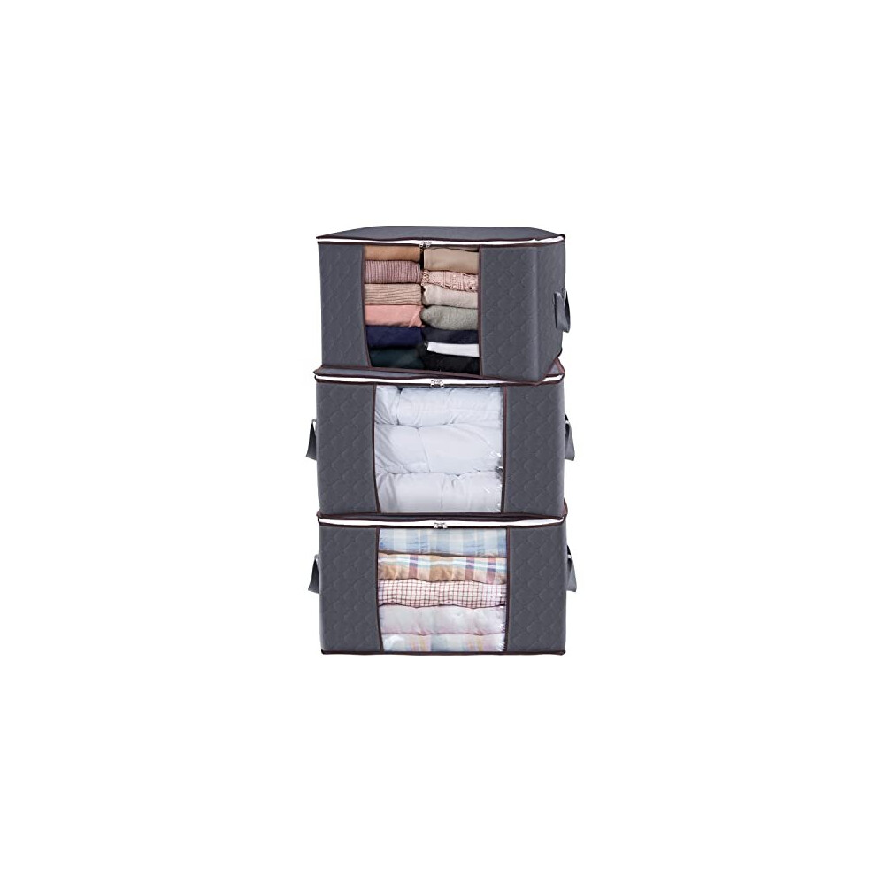 Lifewit Large Capacity Clothes Storage Bag Organizer with Reinforced Handle Thick Fabric for Comforters, Blankets, Bedding, Foldable with St