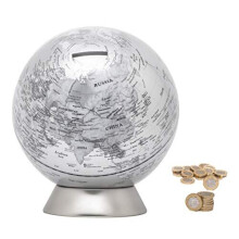 Exerz Money Box Globe Piggy Bank Diameter 16cm - Silver Colour